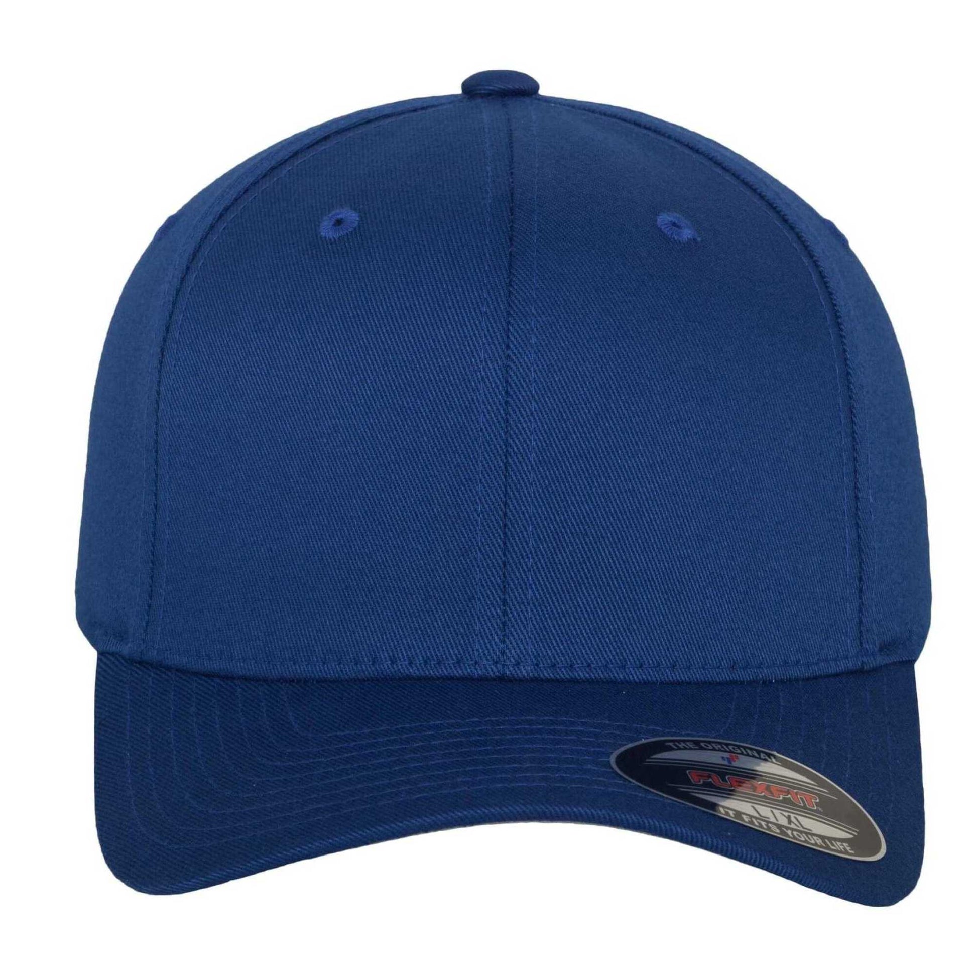 Royal Blue - Side - Flexfit Unisex Adult Wooly Combed Baseball Cap