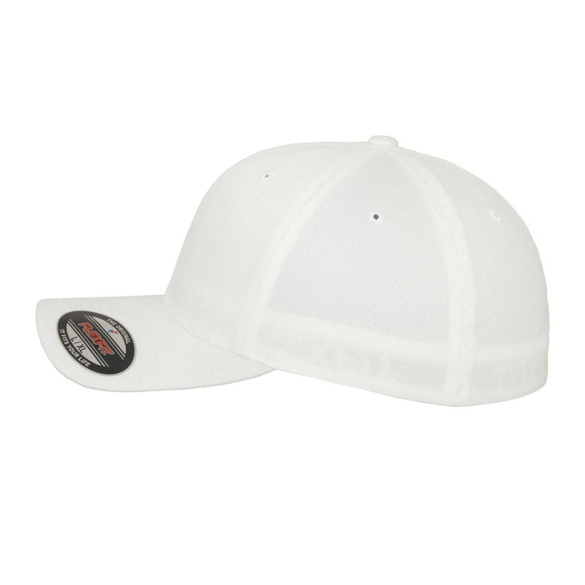 White - Front - Flexfit Unisex Adult Wooly Combed Baseball Cap