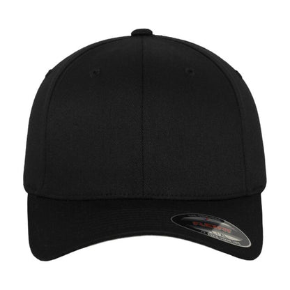 Black - Side - Flexfit Unisex Adult Wooly Combed Baseball Cap