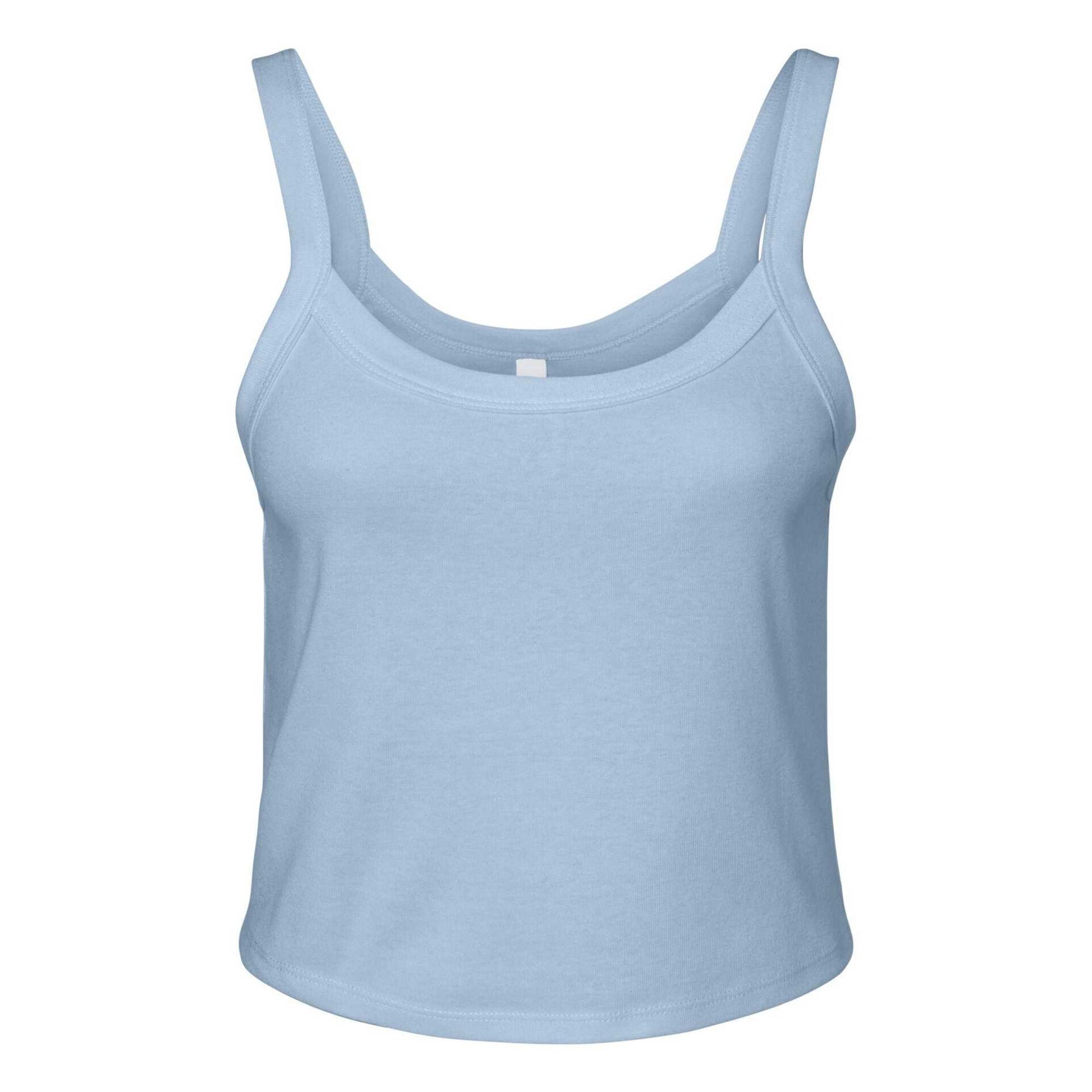 Solid Baby Blue - Front - Bella + Canvas Womens-Ladies Micro-Rib Strappy Tank Top