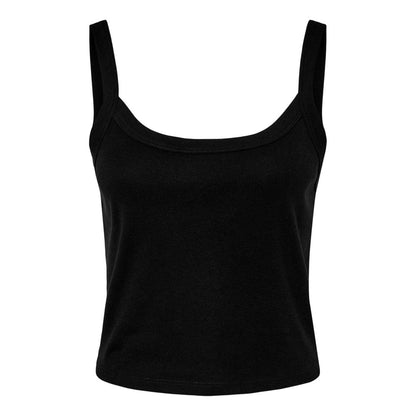 Solid Black - Front - Bella + Canvas Womens-Ladies Micro-Rib Strappy Tank Top
