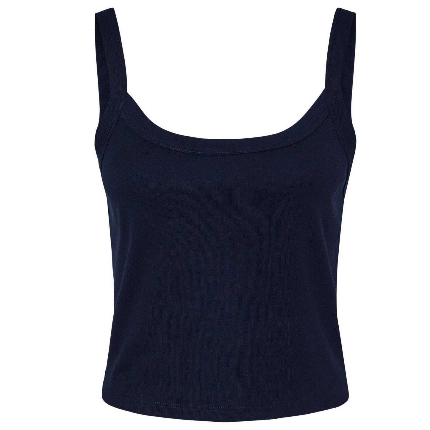 Solid Navy - Front - Bella + Canvas Womens-Ladies Micro-Rib Strappy Tank Top