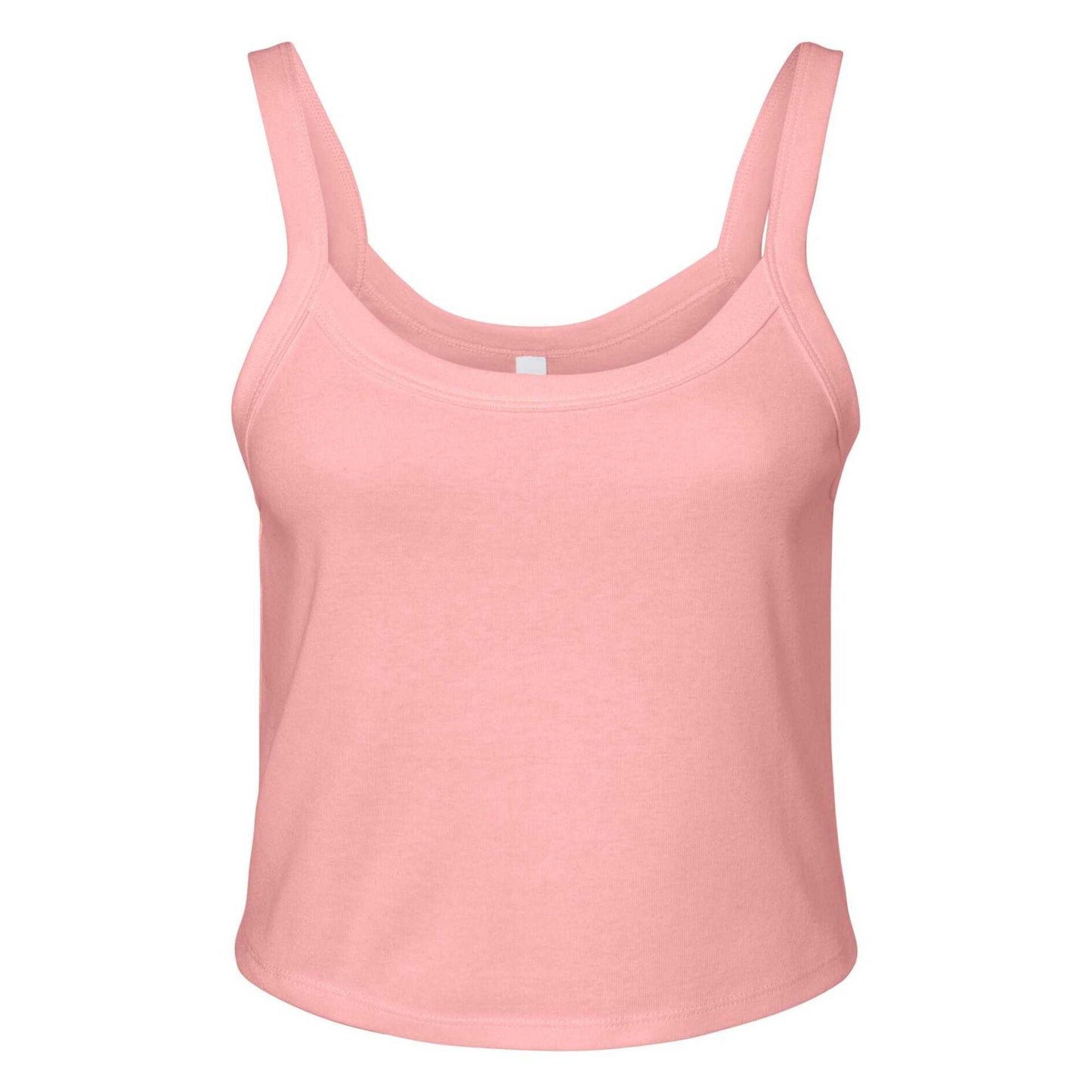 Solid Pink - Front - Bella + Canvas Womens-Ladies Micro-Rib Strappy Tank Top