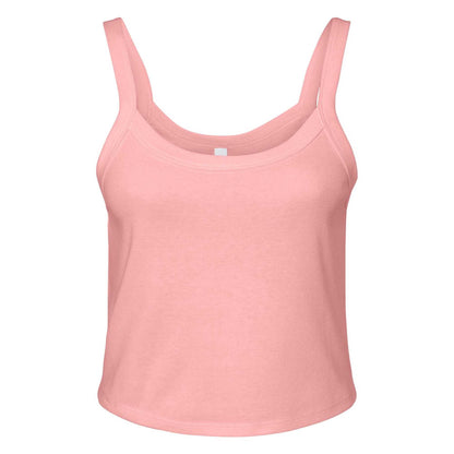 Solid Pink - Front - Bella + Canvas Womens-Ladies Micro-Rib Strappy Tank Top