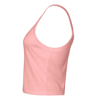Solid Pink - Back - Bella + Canvas Womens-Ladies Micro-Rib Strappy Tank Top