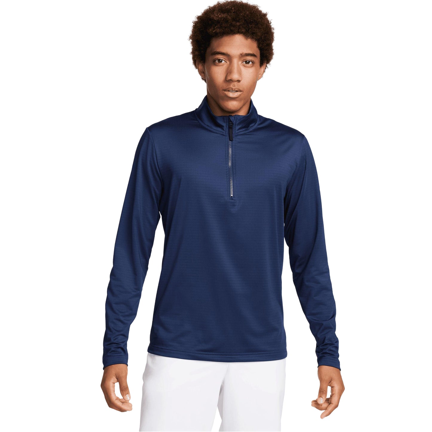Midnight Navy-White - Front - Nike Golf Mens Dri-FIT Half Zip Top
