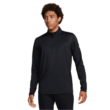 Black-White - Front - Nike Golf Mens Dri-FIT Half Zip Top