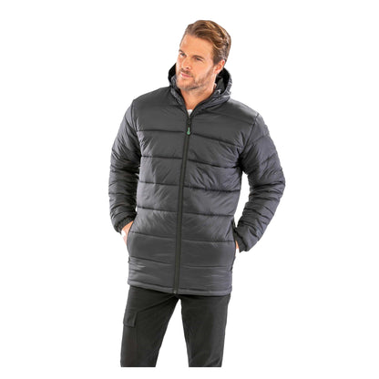 Black - Side - Result Recycled Unisex Adult Recycled Hooded Padded Jacket