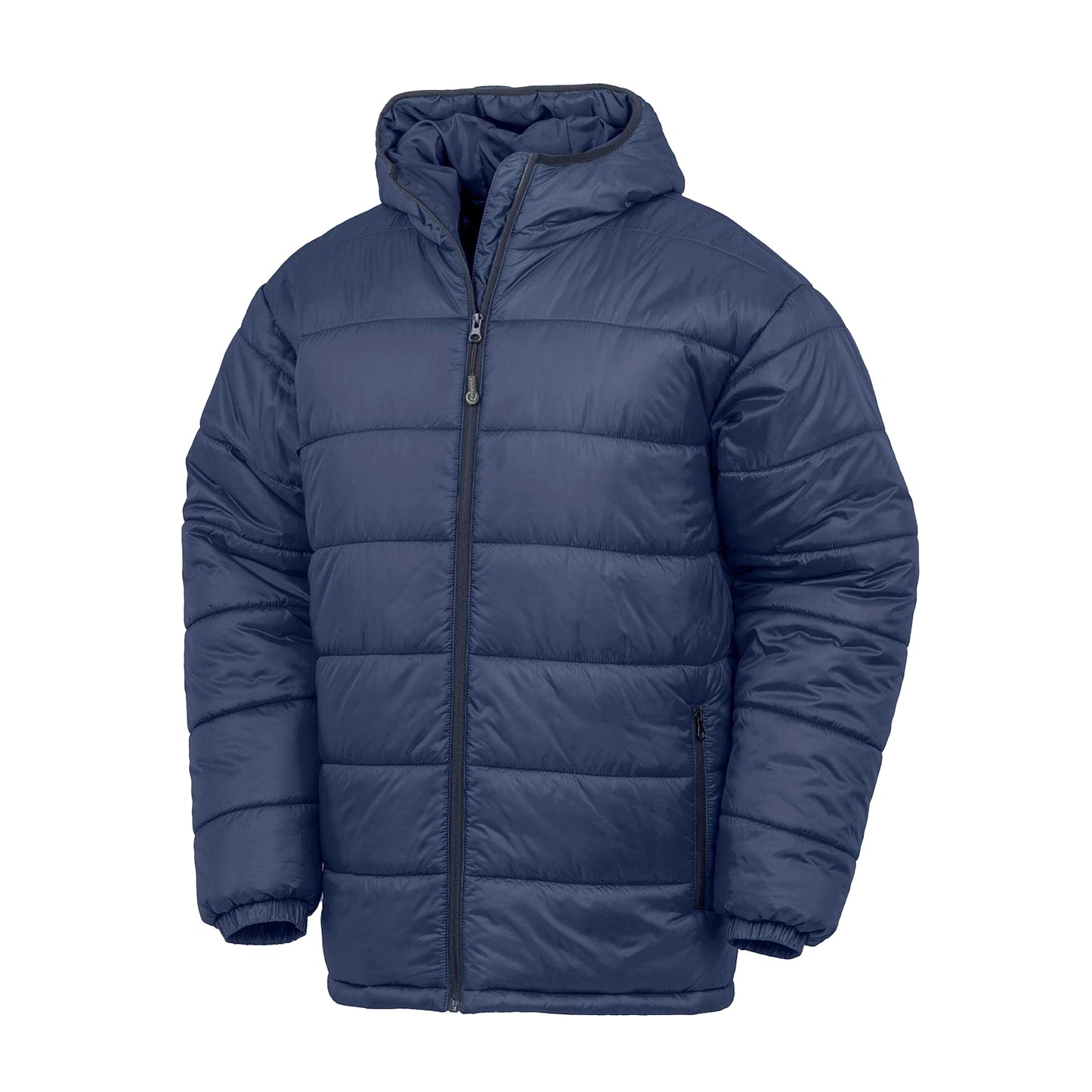 Navy - Front - Result Recycled Unisex Adult Recycled Hooded Padded Jacket