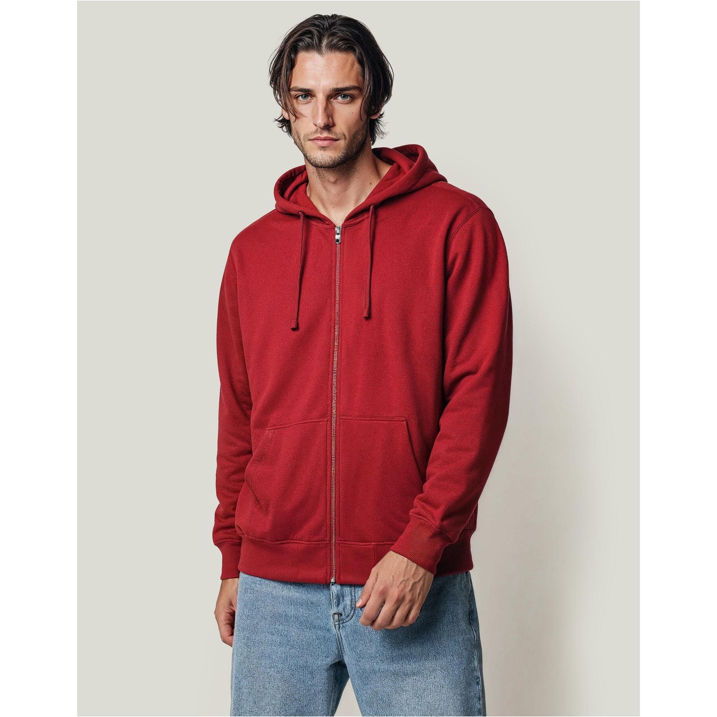 Grey Melange - Front - Untagged Movement Unisex Adult Regular Full Zip Hoodie