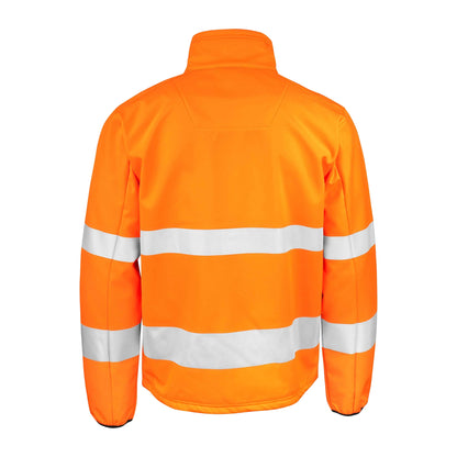 Orange - Back - Jobman Mens Hi-Vis Soft Shell Jacket