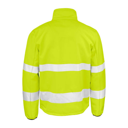 Yellow - Back - Jobman Mens Hi-Vis Soft Shell Jacket