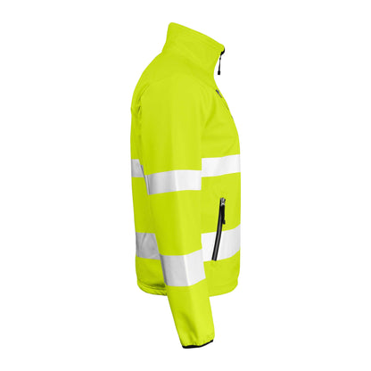 Yellow - Side - Jobman Mens Hi-Vis Soft Shell Jacket