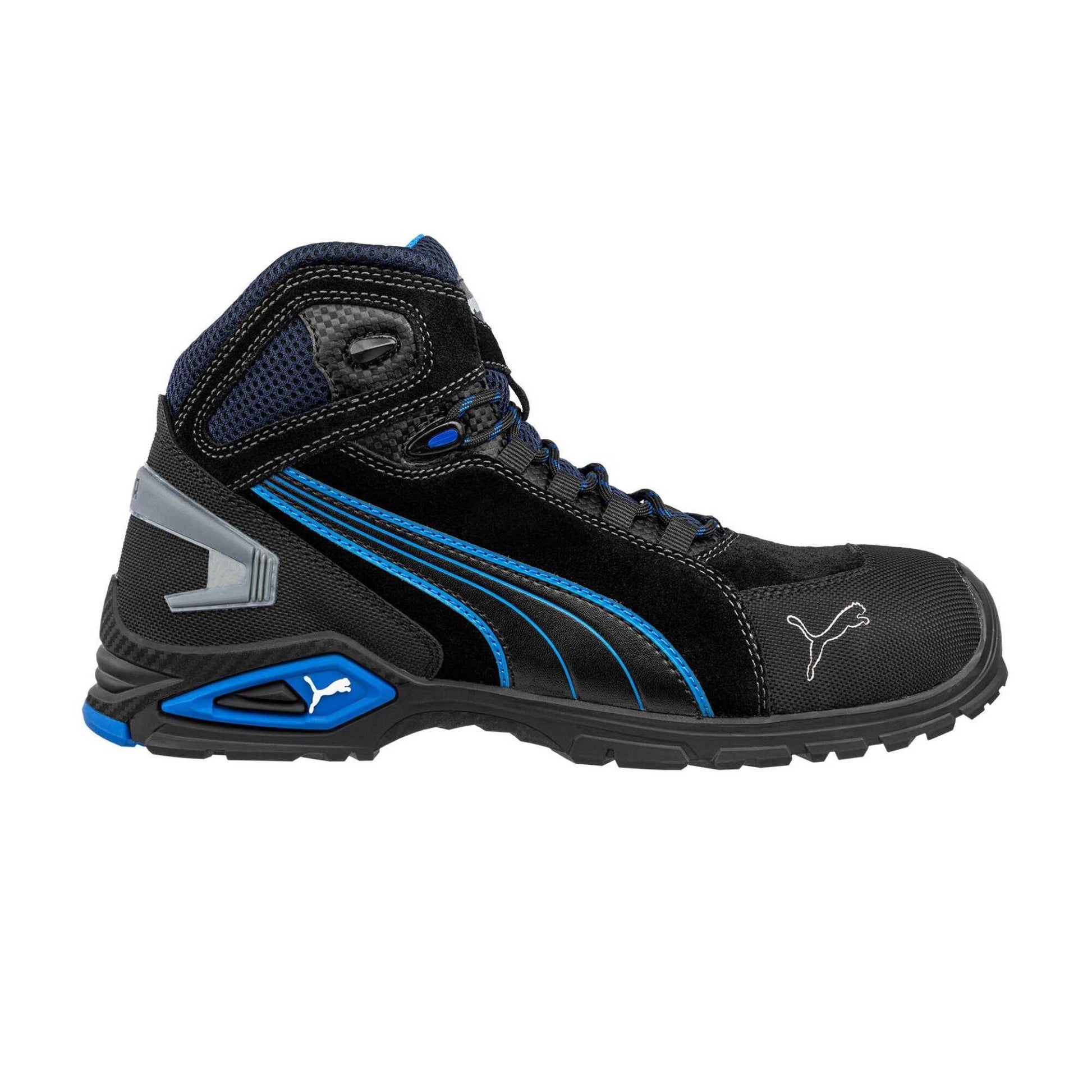 Black-Blue - Front - Puma Safety Mens Rio Leather Mid Cut Safety Boots