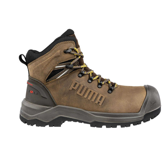 Brown - Front - Puma Safety Mens Iron Leather Mid Cut Safety Boots