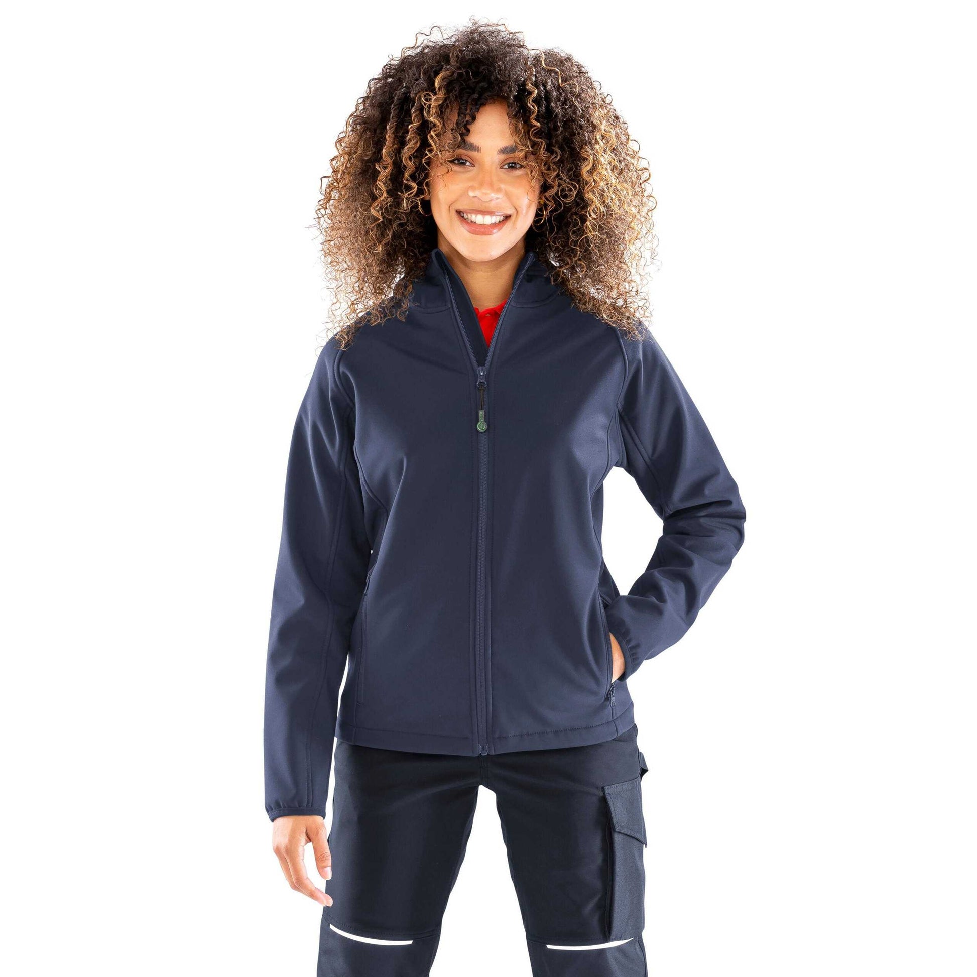 Navy - Side - Result Recycled Womens-Ladies 3 Layer Printable Soft Shell Jacket