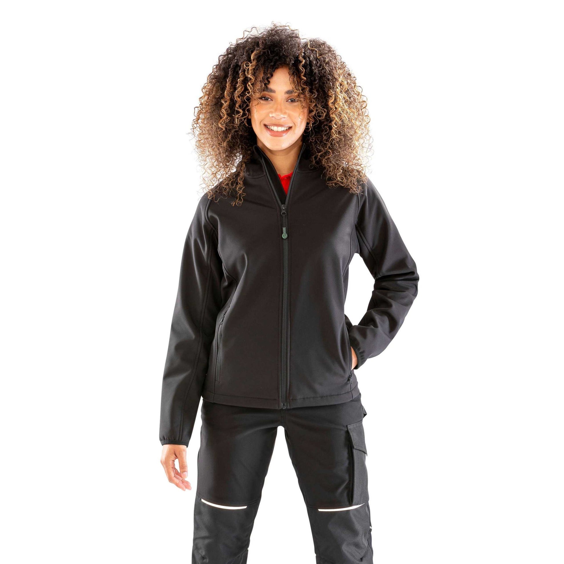 Black - Side - Result Recycled Womens-Ladies 3 Layer Printable Soft Shell Jacket