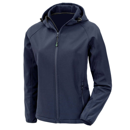 Navy - Front - Result Recycled Womens-Ladies 3 Layer Printable Soft Shell Jacket