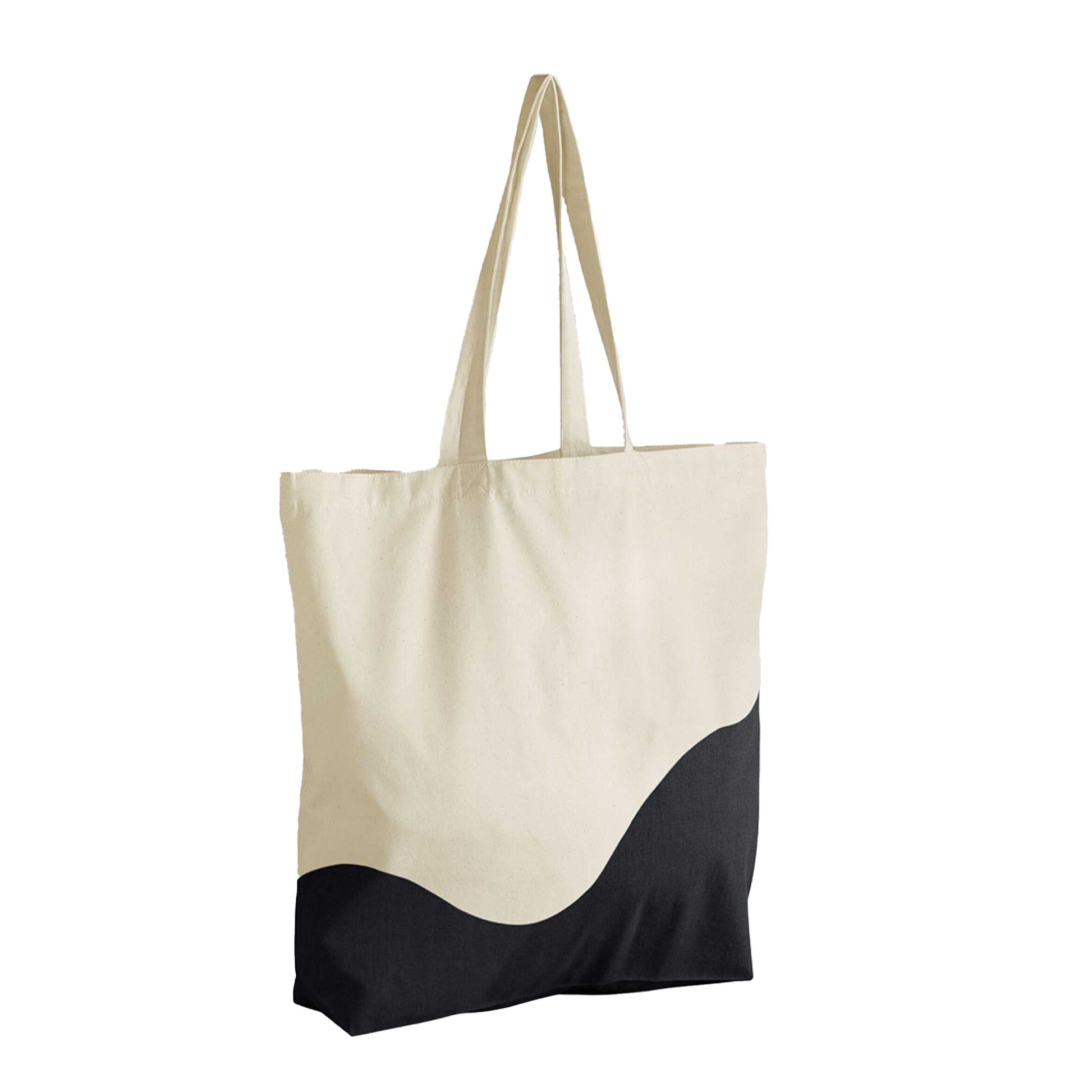 Natural-Black - Back - Westford Mill Wave Pattern Maxi Tote Bag