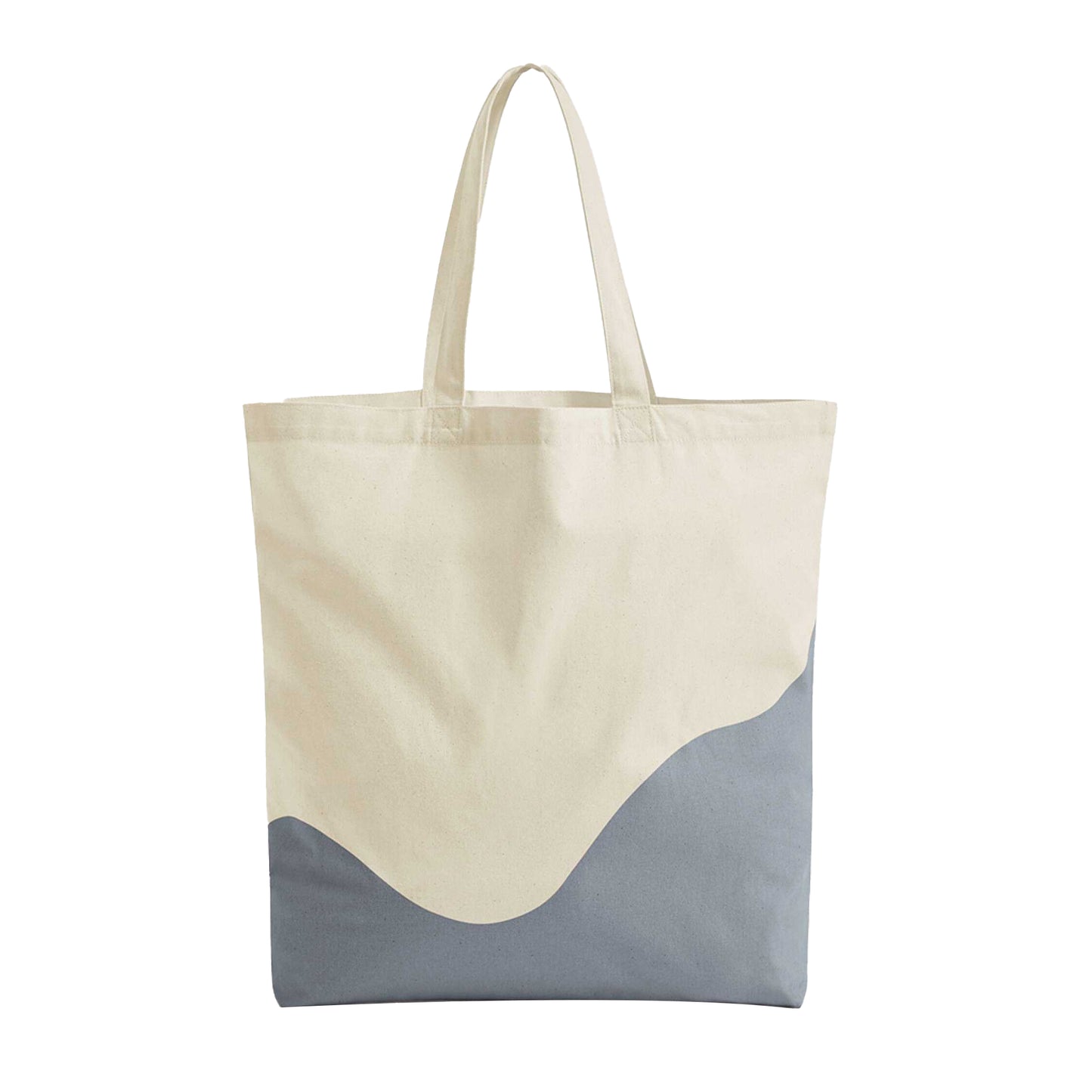 Natural-Blue Grey - Front - Westford Mill Wave Pattern Maxi Tote Bag