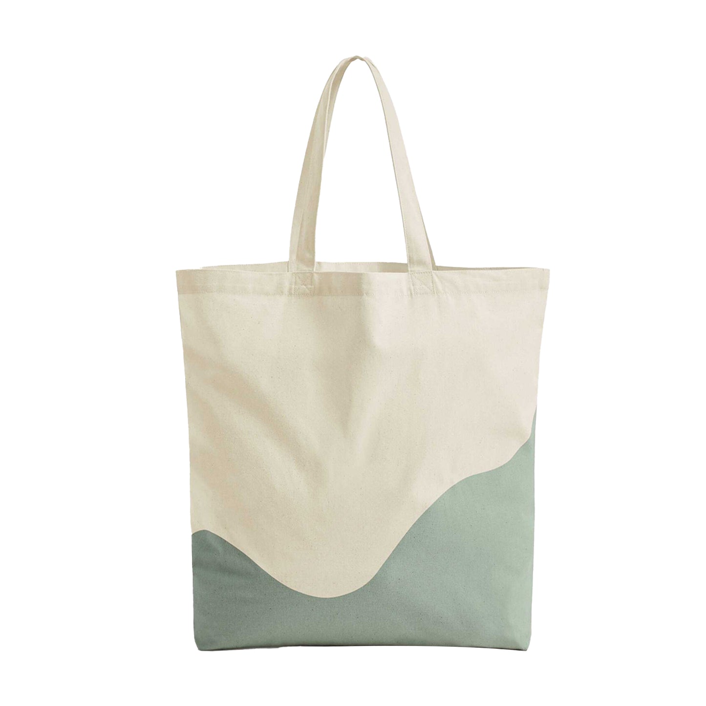 Natural-Dusty Green - Front - Westford Mill Wave Pattern Maxi Tote Bag