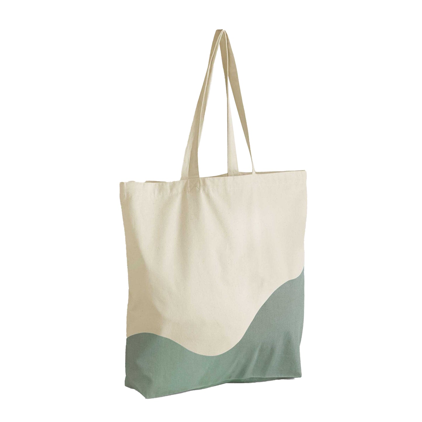 Natural-Dusty Green - Back - Westford Mill Wave Pattern Maxi Tote Bag