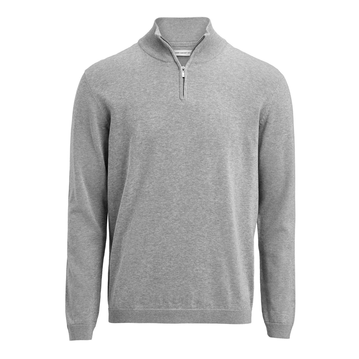 Grey Melange - Front - James Harvest Unisex Adult Ashland Knitted Half Zip Sweatshirt