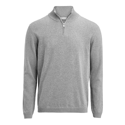 Grey Melange - Front - James Harvest Unisex Adult Ashland Knitted Half Zip Sweatshirt