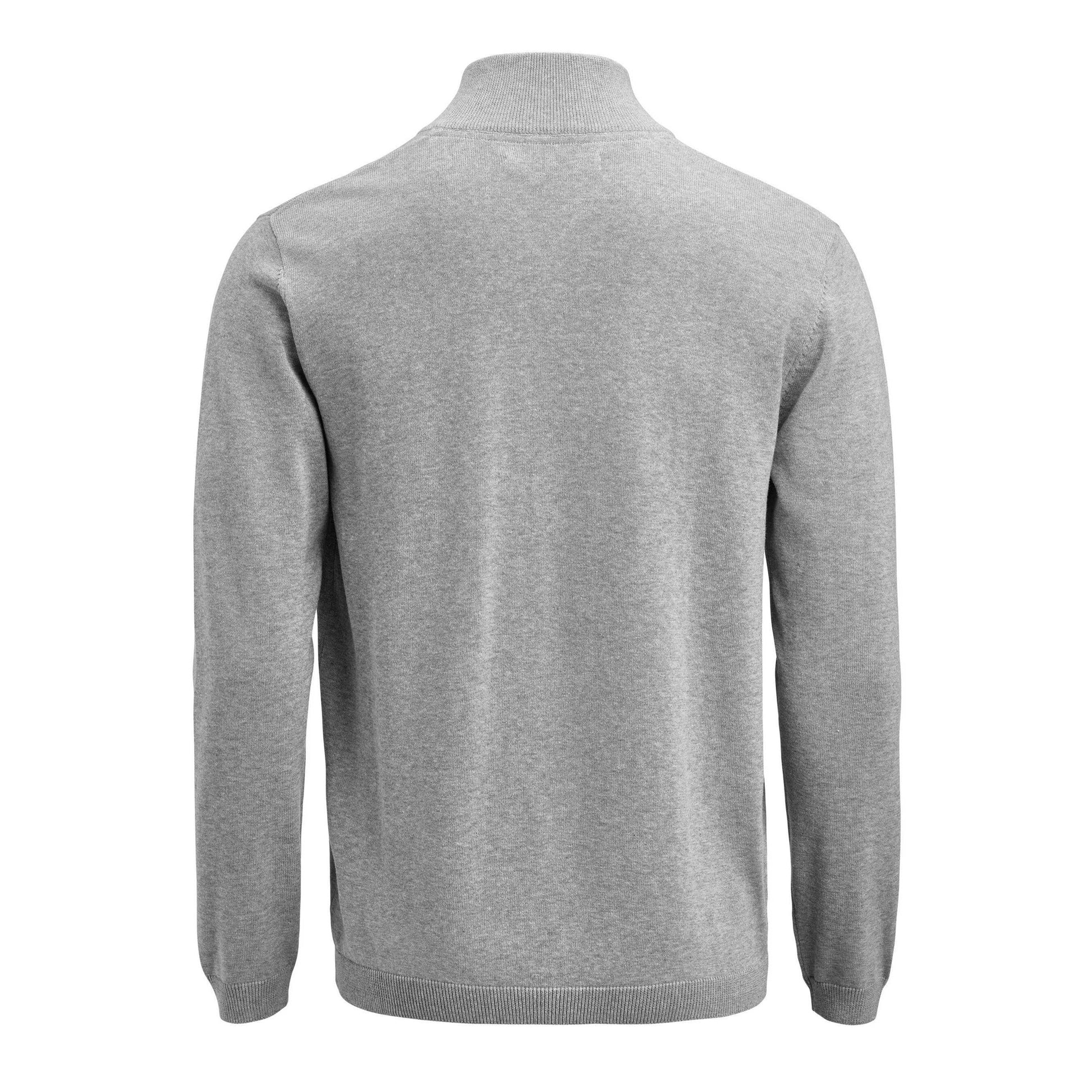 Grey Melange - Back - James Harvest Unisex Adult Ashland Knitted Half Zip Sweatshirt