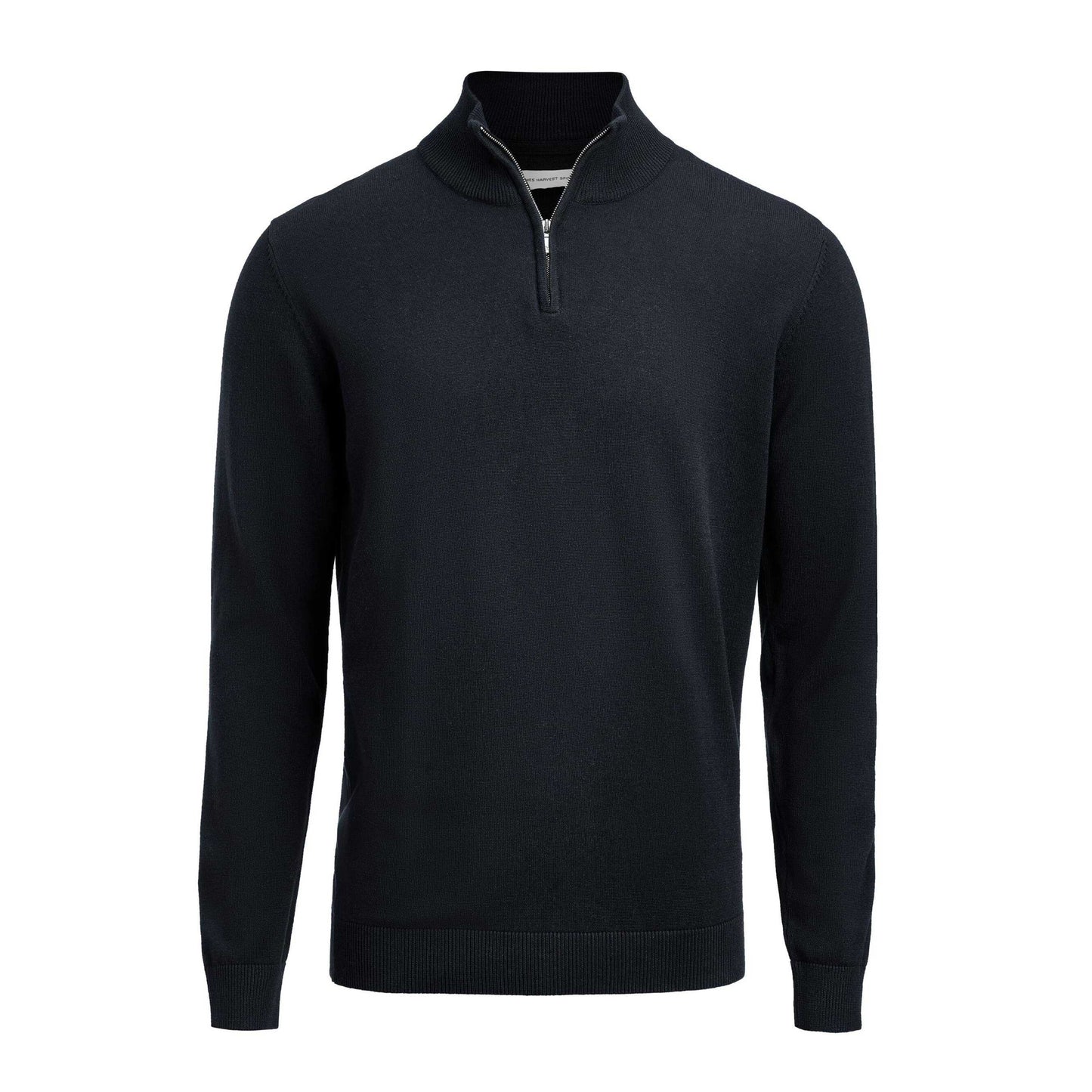 Navy - Front - James Harvest Unisex Adult Ashland Knitted Half Zip Sweatshirt