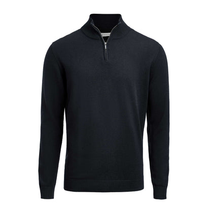 Navy - Front - James Harvest Unisex Adult Ashland Knitted Half Zip Sweatshirt