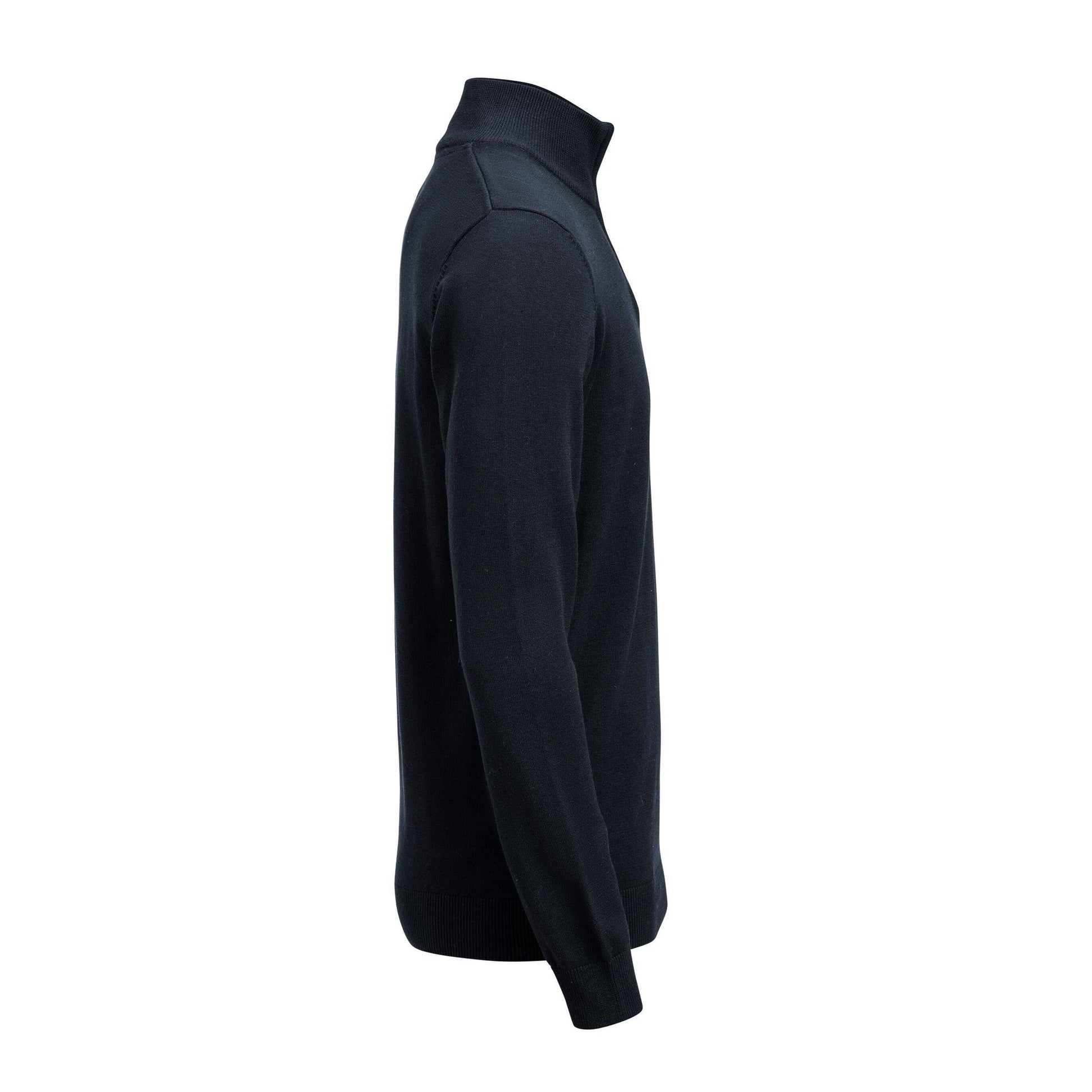 Navy - Side - James Harvest Unisex Adult Ashland Knitted Half Zip Sweatshirt