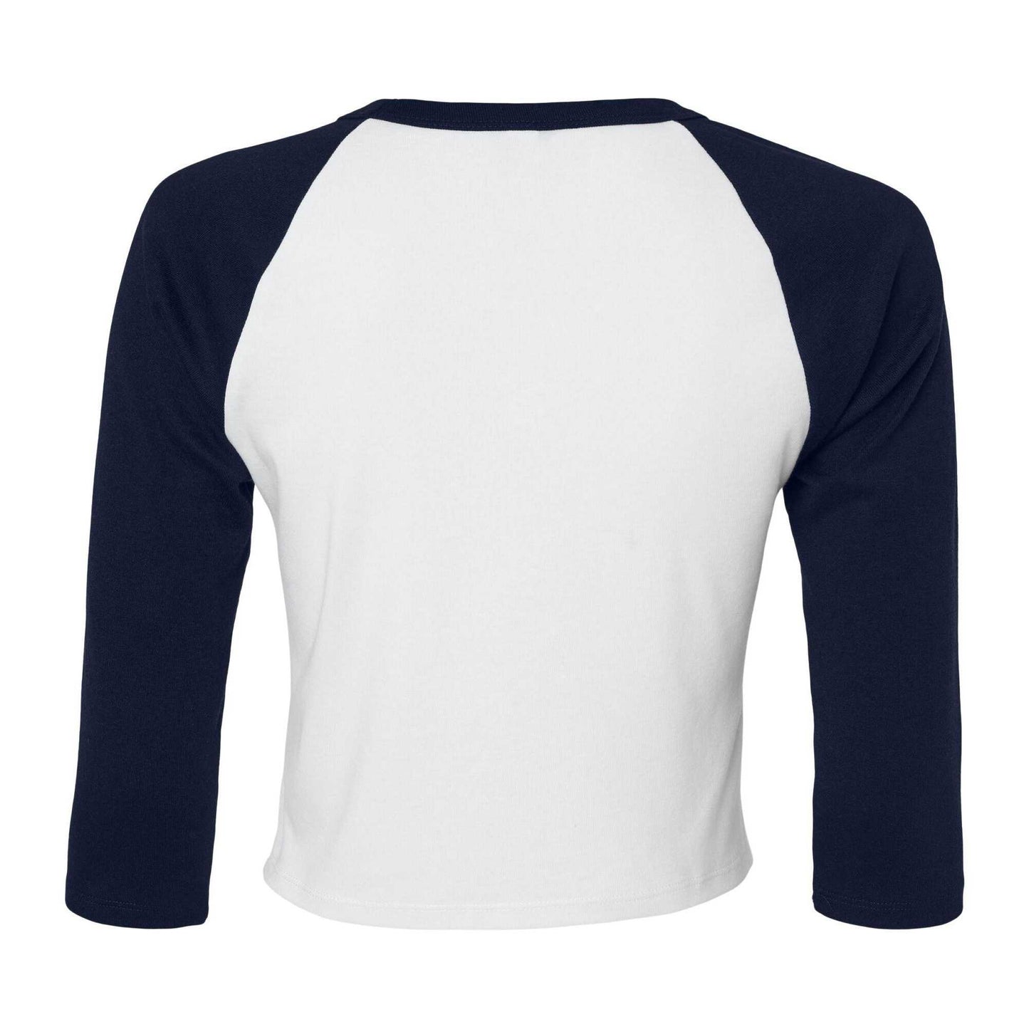 White-Navy - Back - Bella + Canvas Womens-Ladies Micro-Rib Raglan 3-4 Sleeve T-Shirt