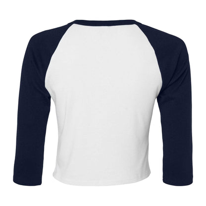 White-Navy - Back - Bella + Canvas Womens-Ladies Micro-Rib Raglan 3-4 Sleeve T-Shirt