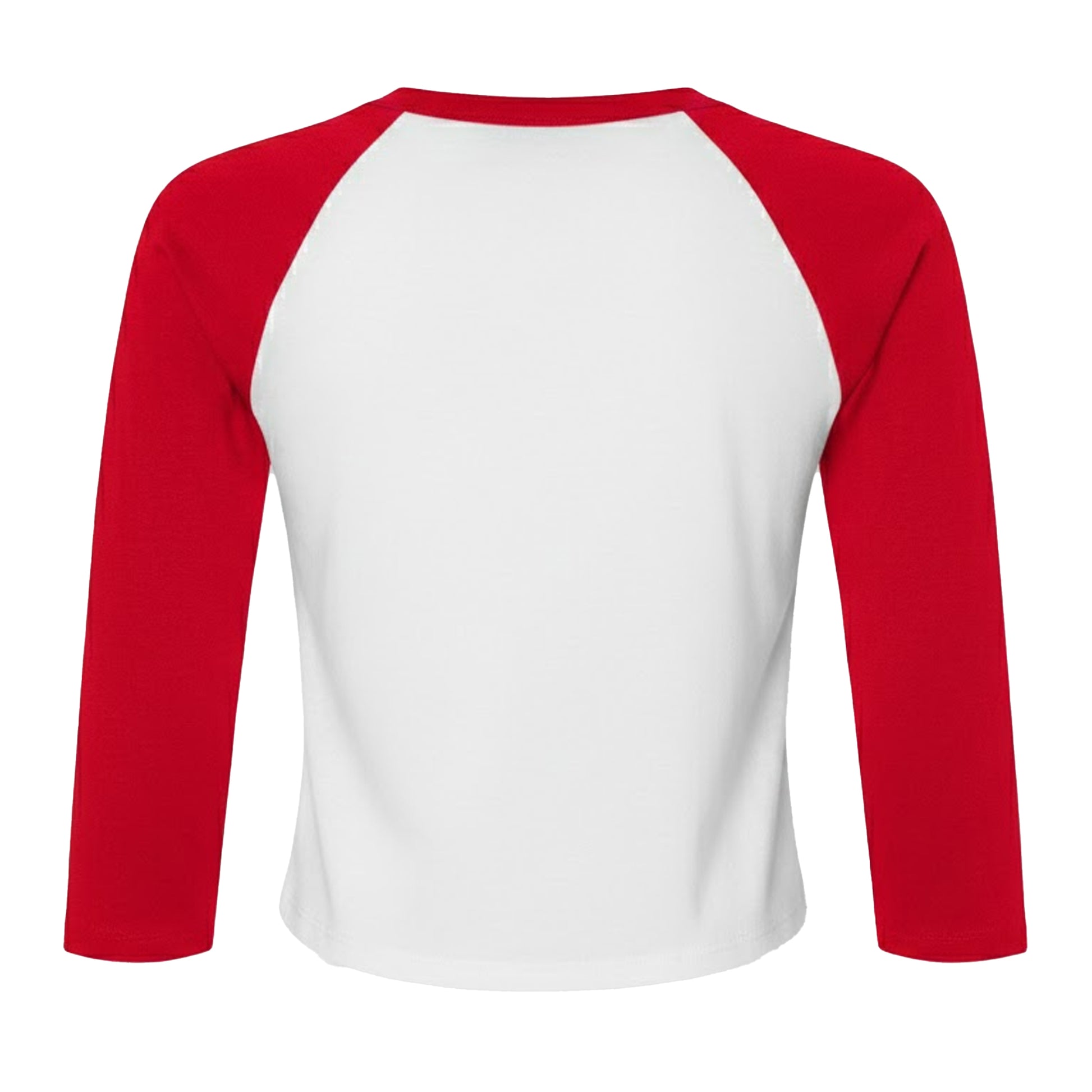 White-Red - Back - Bella + Canvas Womens-Ladies Micro-Rib Raglan 3-4 Sleeve T-Shirt