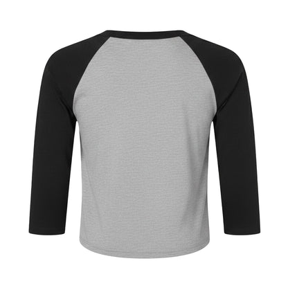 Athletic Heather-Black - Back - Bella + Canvas Womens-Ladies Micro-Rib Raglan 3-4 Sleeve T-Shirt