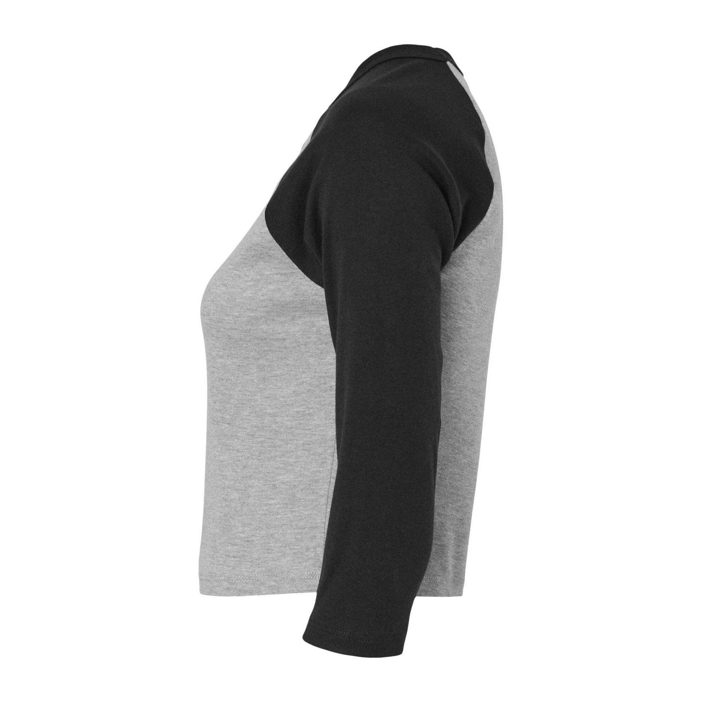 Athletic Heather-Black - Side - Bella + Canvas Womens-Ladies Micro-Rib Raglan 3-4 Sleeve T-Shirt
