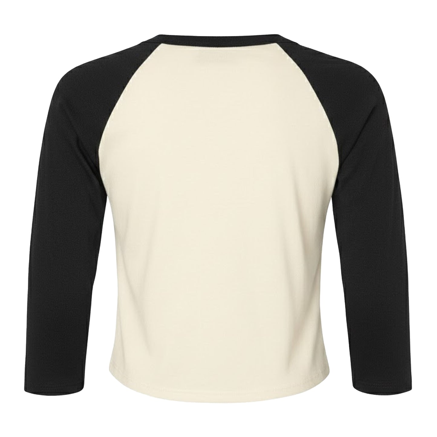 Natural-Black - Back - Bella + Canvas Womens-Ladies Micro-Rib Raglan 3-4 Sleeve T-Shirt