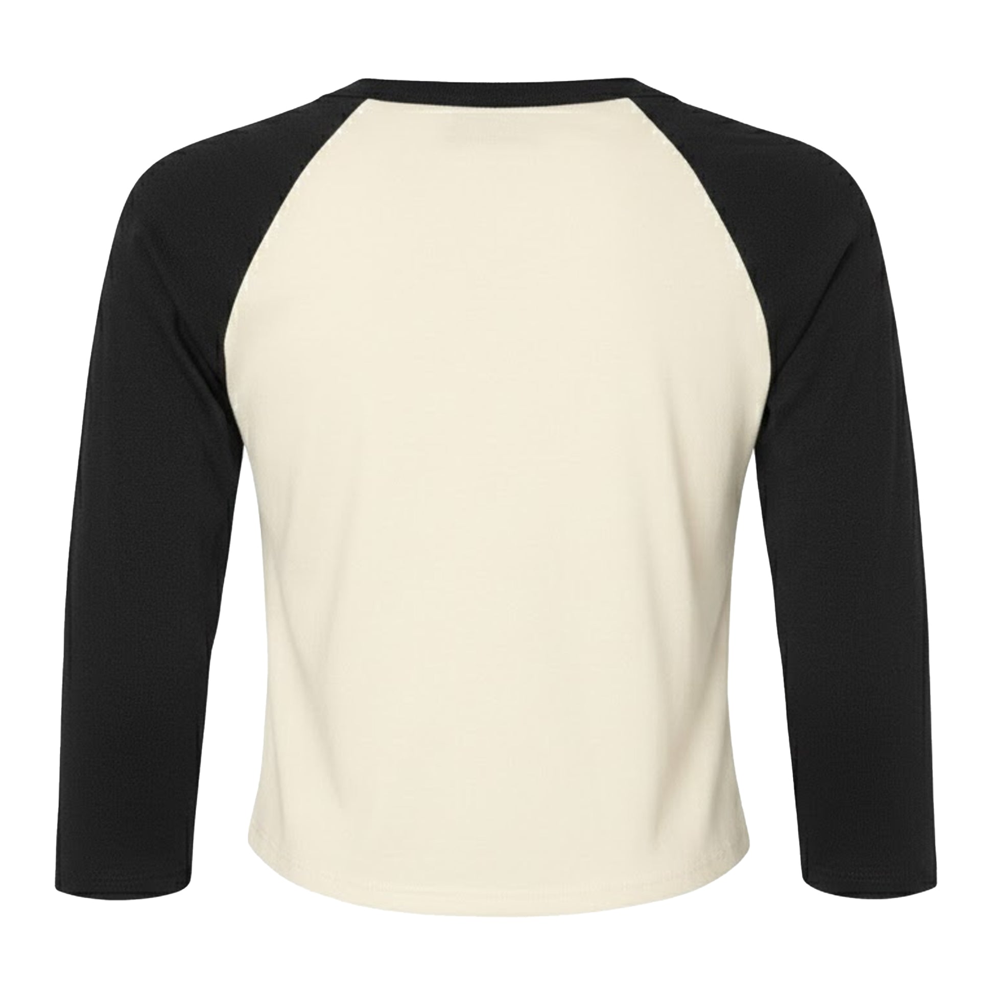 Natural-Black - Back - Bella + Canvas Womens-Ladies Micro-Rib Raglan 3-4 Sleeve T-Shirt