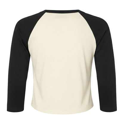 Natural-Black - Back - Bella + Canvas Womens-Ladies Micro-Rib Raglan 3-4 Sleeve T-Shirt