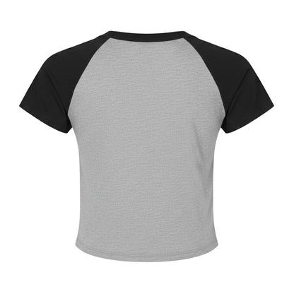 Athletic Heather-Black - Back - Bella + Canvas Womens-Ladies Baby Micro-Rib Raglan T-Shirt