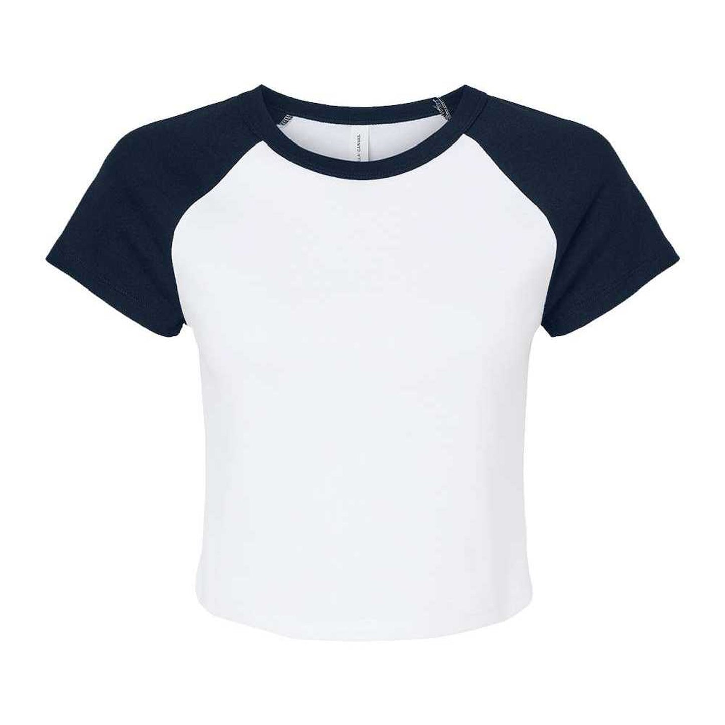 White-Navy - Front - Bella + Canvas Womens-Ladies Baby Micro-Rib Raglan T-Shirt