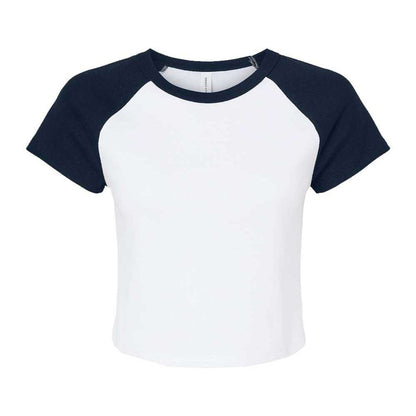 White-Navy - Front - Bella + Canvas Womens-Ladies Baby Micro-Rib Raglan T-Shirt