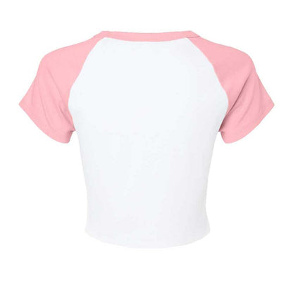 White-Pink - Back - Bella + Canvas Womens-Ladies Baby Micro-Rib Raglan T-Shirt