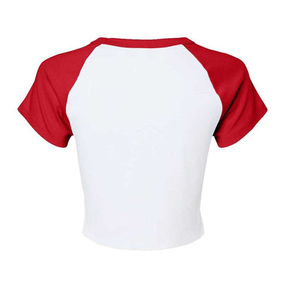 White-Red - Back - Bella + Canvas Womens-Ladies Baby Micro-Rib Raglan T-Shirt