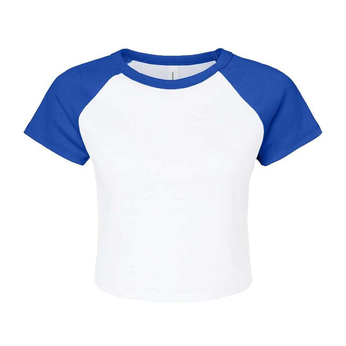 White-True Royal - Front - Bella + Canvas Womens-Ladies Baby Micro-Rib Raglan T-Shirt