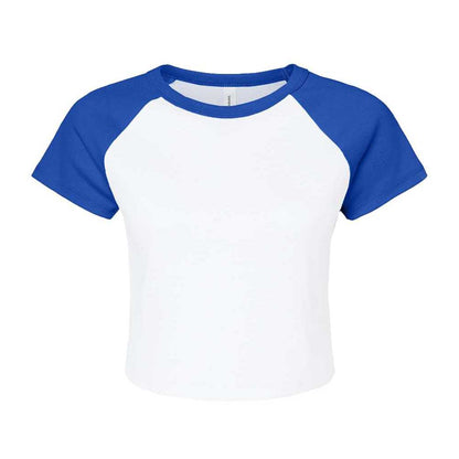 White-True Royal - Front - Bella + Canvas Womens-Ladies Baby Micro-Rib Raglan T-Shirt