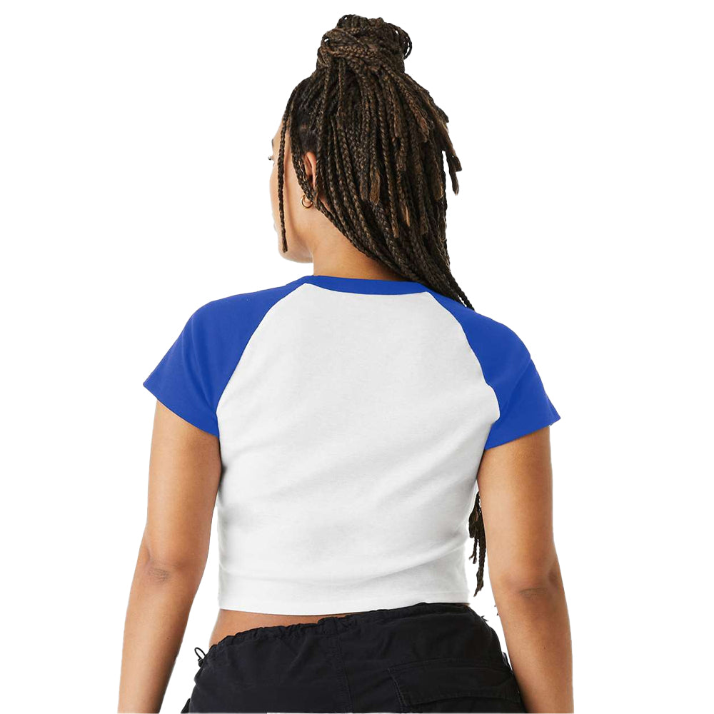 White-True Royal - Lifestyle - Bella + Canvas Womens-Ladies Baby Micro-Rib Raglan T-Shirt