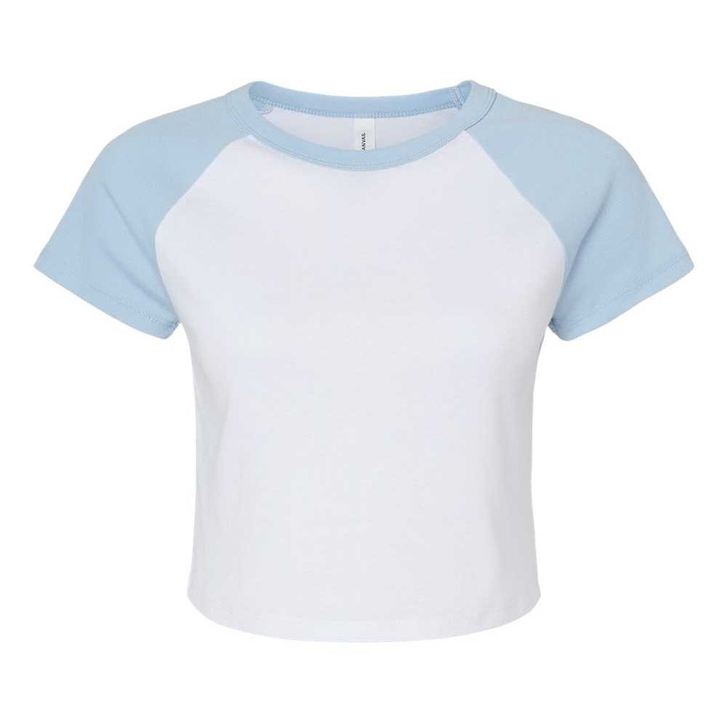 White-Baby Blue - Lifestyle - Bella + Canvas Womens-Ladies Baby Micro-Rib Raglan T-Shirt