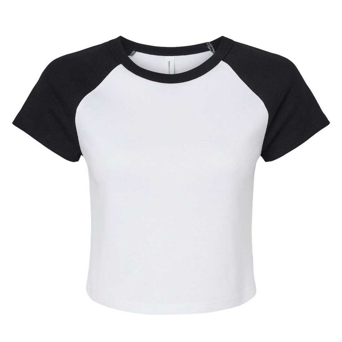 White-Black - Front - Bella + Canvas Womens-Ladies Baby Micro-Rib Raglan T-Shirt